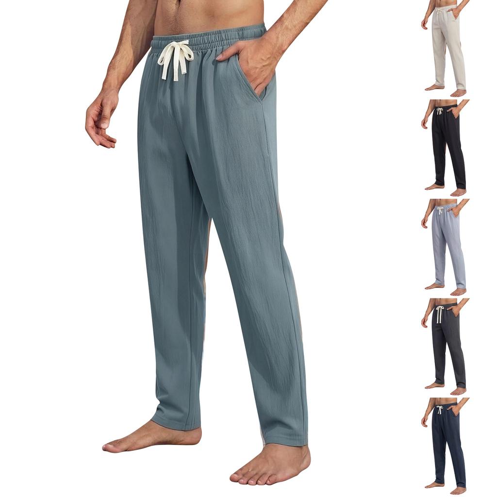 Men's Cotton And Linen Pants - Loose And Breathable - With Drawstring Pockets - Everyday Vacation Straight-leg Pants