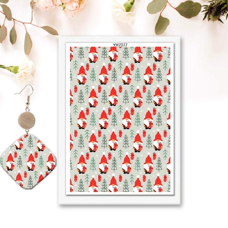 Pack of 4 Christmas Themed Transfer Paper 95x138mm Clay Earrings Water Soluble Transfer Paper for Jewelry Making