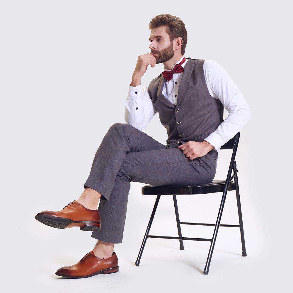 Fashion High Quality Handmade Comfortable Casual Wearing-Resist Lace Up Genuine Leather Oxford Dress Shoes for Men Business Office