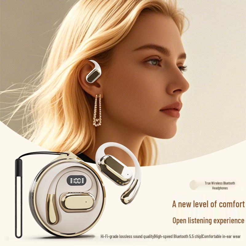 2026 Model Wireless Open-Ear Bone Conduction Sports Headphones: Comfortable, Long-Wear In-Ear Ear-Hook Design for Running