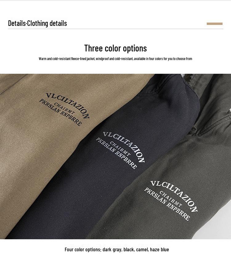 Men's Hooded Winter Cotton Jacket with Lambswool Lining - Warm & Thickened 1883