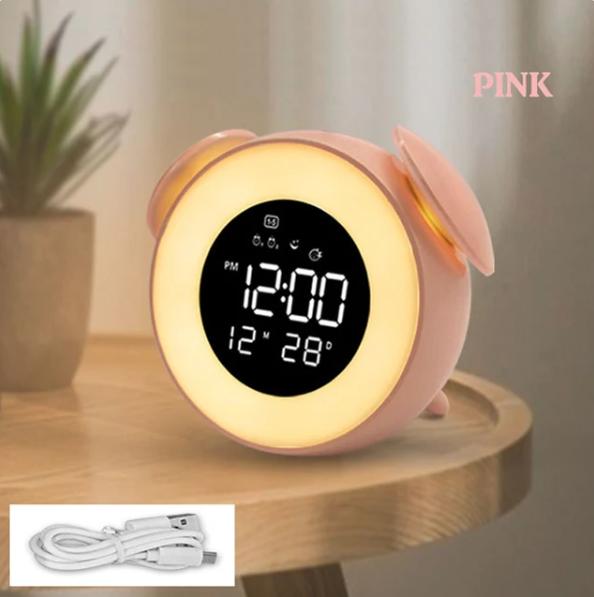 

Приліжкова Лампа Будильник Схід Захід Сонця Цифровий Світлодіодний Музичний Будильник Календар Годинник для Спальні Настільний Зарядний Пристрій для Телефону Подарунок