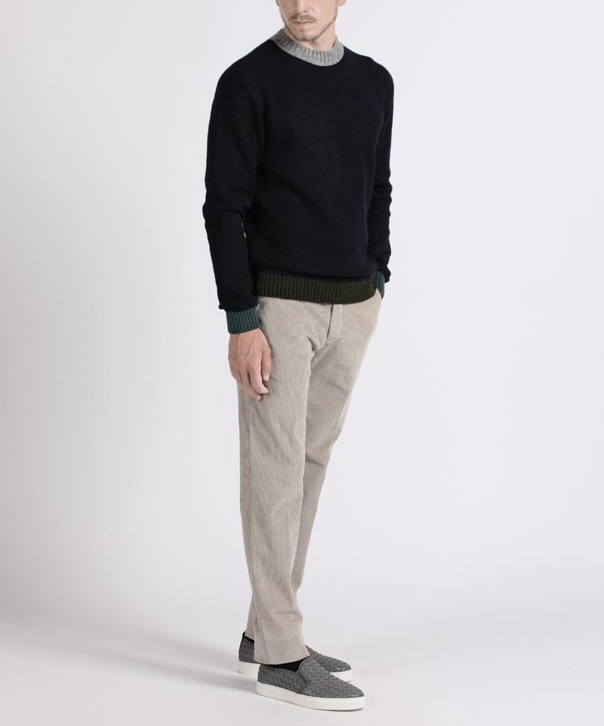 PANICALE Navy Color Block Crew Neck Knit