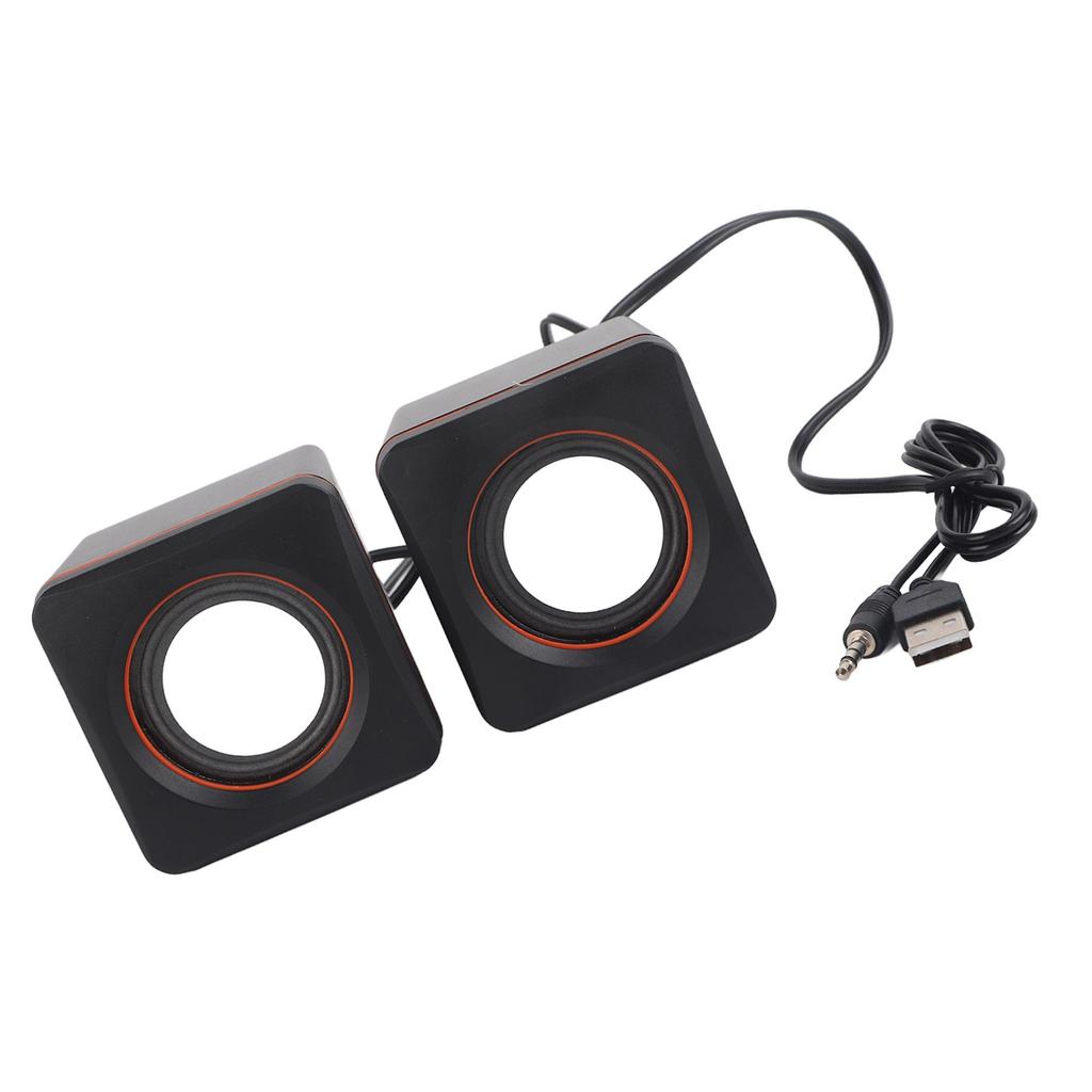 Mini Cube USB Stereo 3.5mm Jack Wired Speaker For Desktop Laptop PC Computer(Double Track)