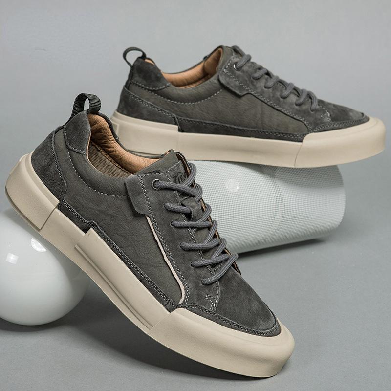 Trend Genuine Leather Casual Shoes for Men Luxury Platform Sneakers Non-Slip Flats Men Tenis Shoes Non-Slip Male Skateboard