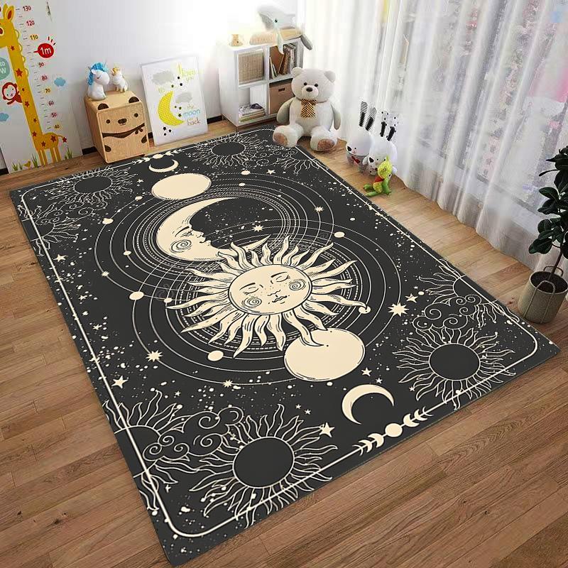 Dreamy Sun and Moon Pattern Rug Suitable for Use As an Anti-slip Game Mat for Living Room and Bedroom Sofas