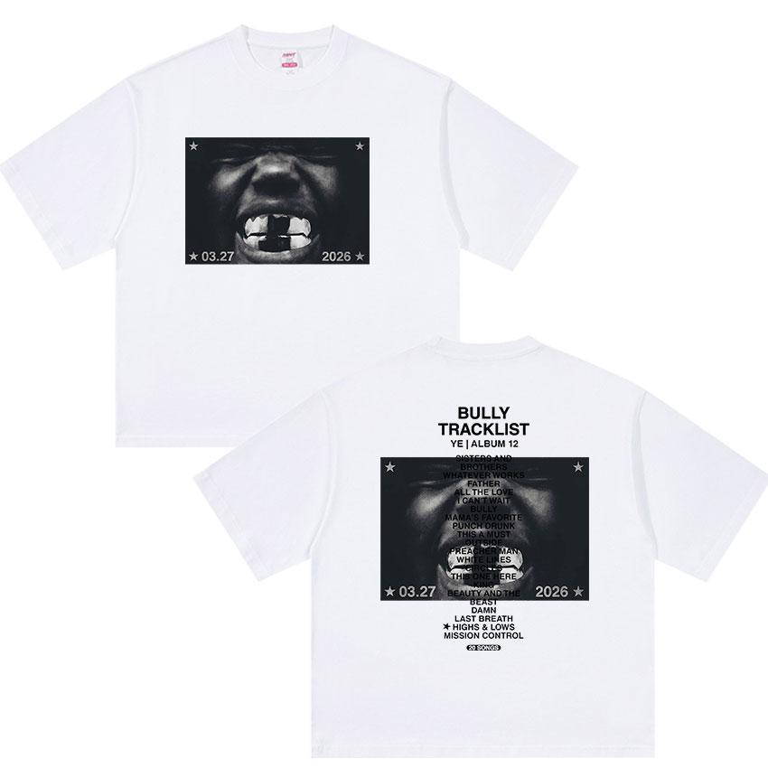 Nuovo Album Bully Kanye West Magliette Grafiche Unisex Hip Hop Pop Rap YK Maglietta a Maniche Corte Moda Retro Cotone Streetwear