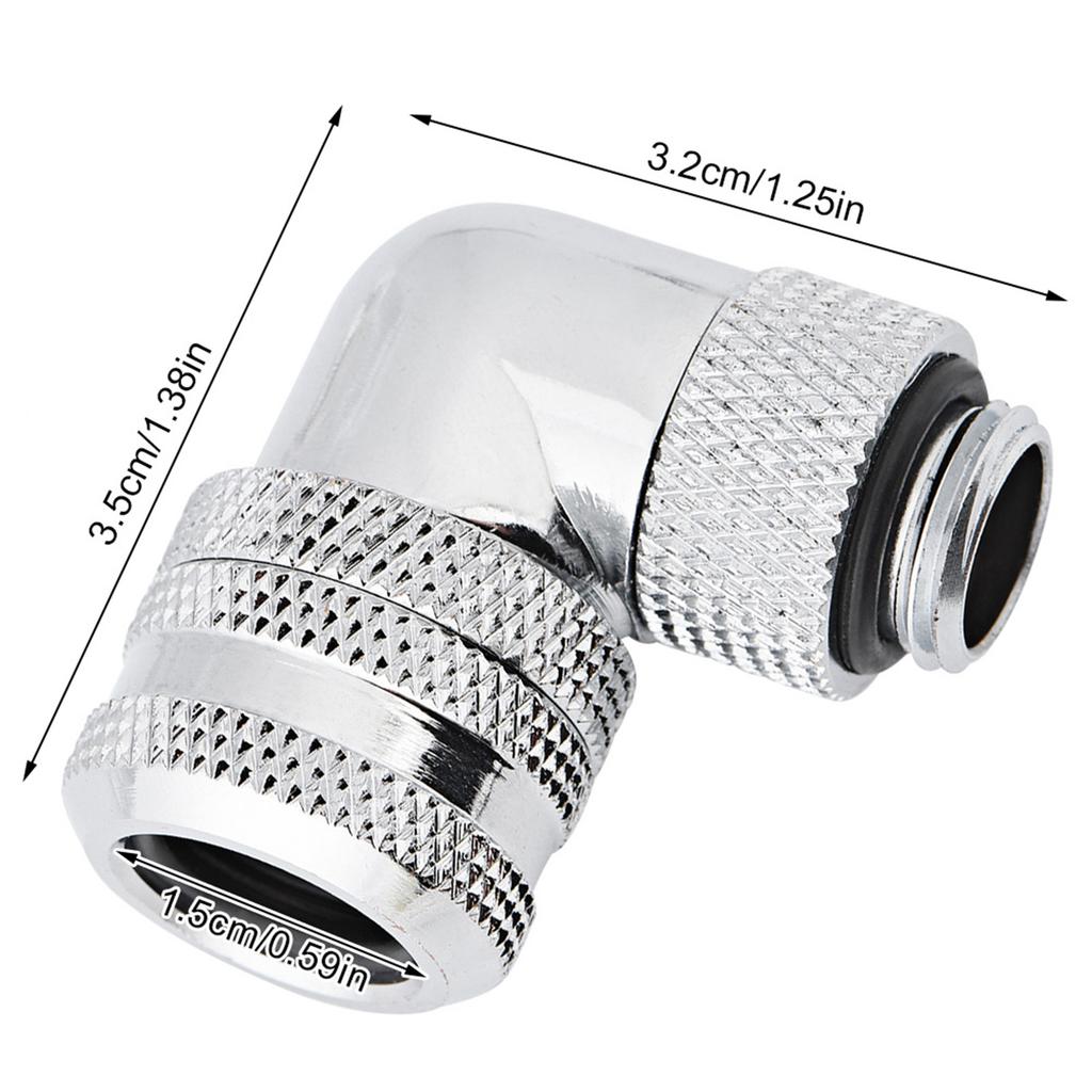 PC Water Cooling Two touch Fitting G1Celsius4 Thread 90 Degrees Elbow Connector for 14MM Tube Black