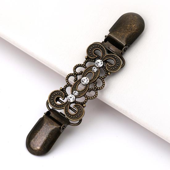 Sweater Duck Mouth Clips for Cardigans Vintage Shawl Cloak Clasp Rhinestone Cinching Clip for Women Shawl Shirt Dress