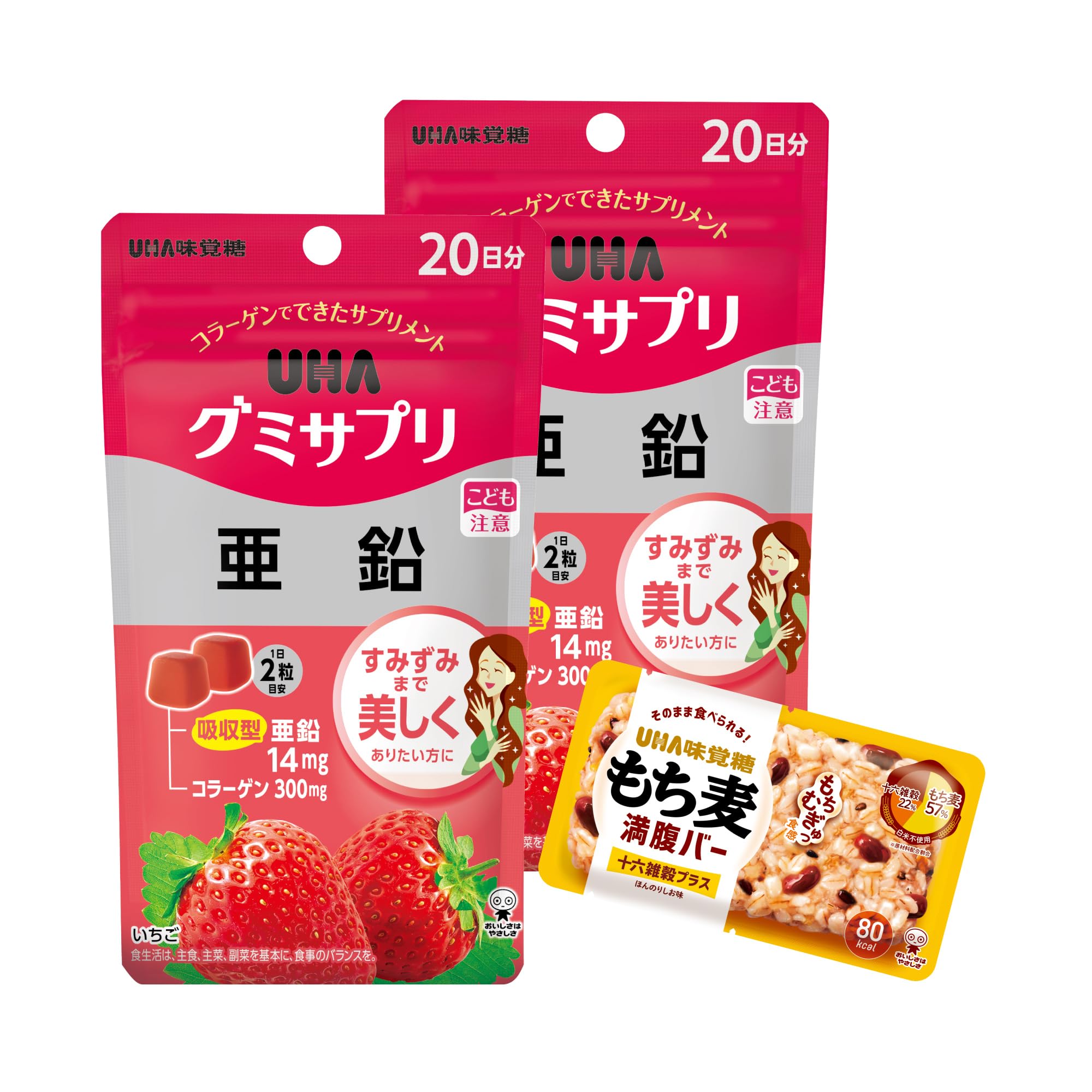 

UHA Жевательная добавка с цинком + бонус 20 дней (2 упаковки) белый