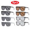 8pcs Oversized Square Sunglasses Women Men One Piece Goggle Brand Sun Glasses Outdoor Eyewear Cycling Driving Shades Sports