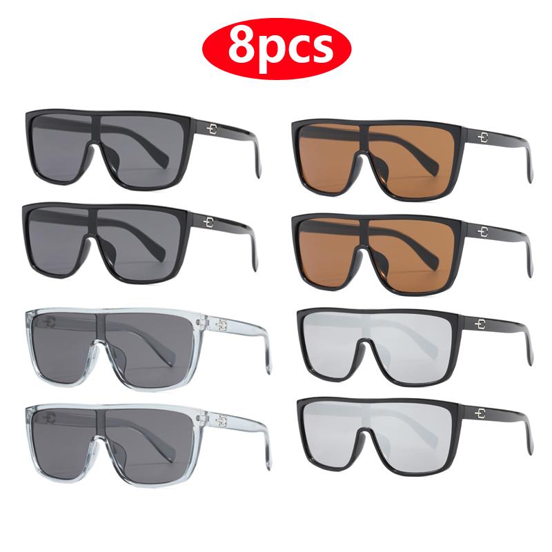 8pcs Oversized Square Sunglasses Women Men One Piece Goggle Brand Sun Glasses Outdoor Eyewear Cycling Driving Shades Sports