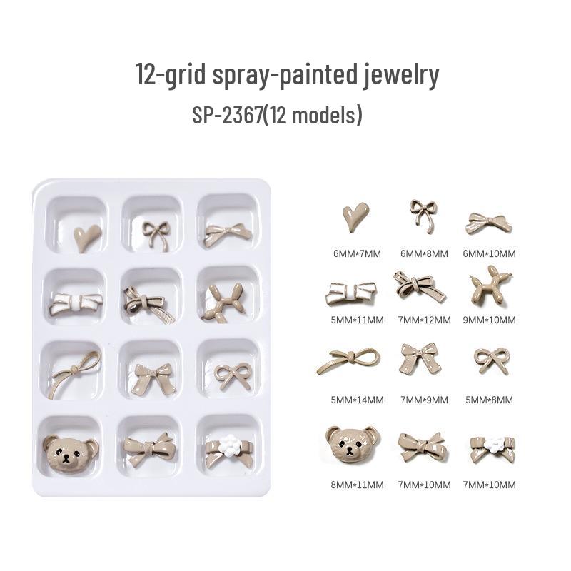 

Аксессуары для ногтей: Металлический бантик, Сердце, Жемчужина, Галстук-бабочка, Медведь, Камелия, Мультяшные сплавные украшения (12 шт.)