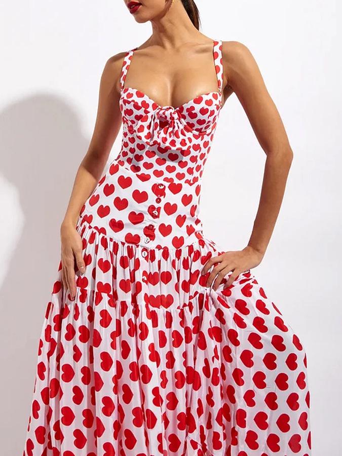 Heart Print High Slit Sexy Midi Skirt - Beach Dress