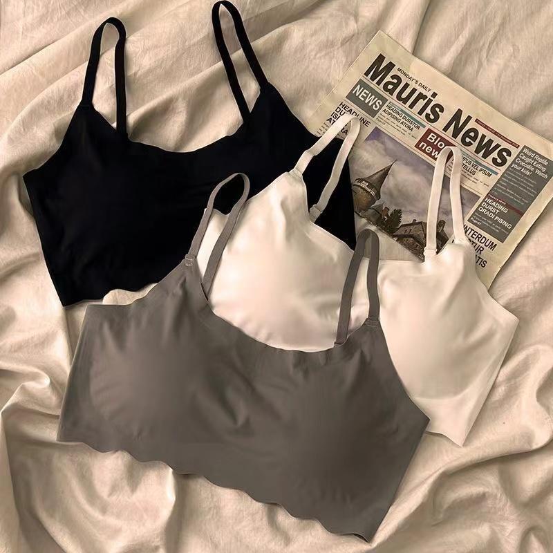 Ice Silk Bra Solid Color Women's Fashion Simple Skin Friendly Yoga Exercise Breathable Sleep Bra No Steel Rim Underwear