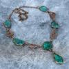 Green Tourmaline Gemstone Copper Chain Electroformed Heart Chakra Hook Necklace VP-107