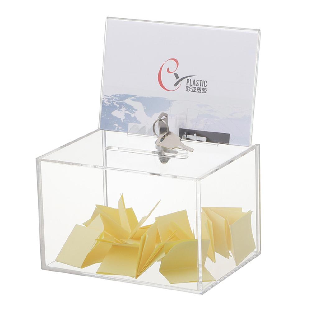 

with Lock Donation Box Acrylic Raffle Ticket Box Coin Storage Container Cube Tip Box Wedding