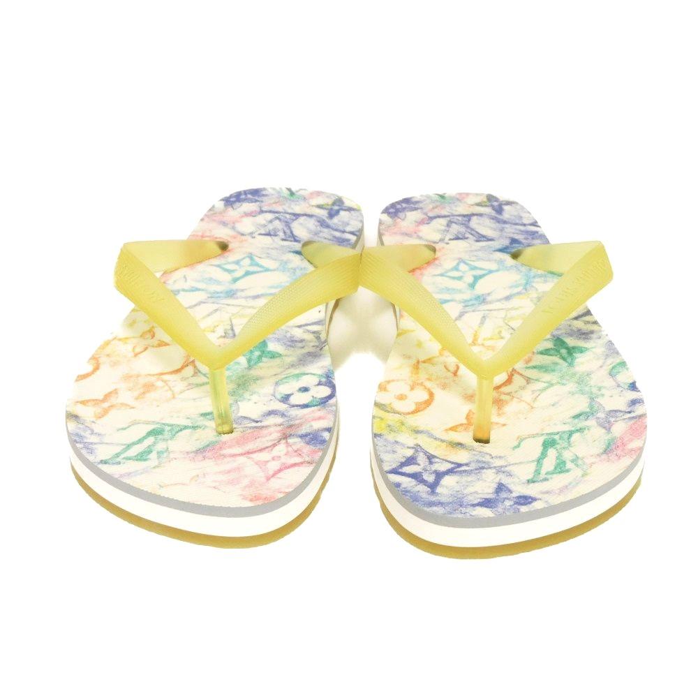 Used 12564 Molitor Line Thong Sandals 1A8JRL 7909 5 Multi 9.6" Unused 21 Stainless Steel Monogram Pastel White Men's
