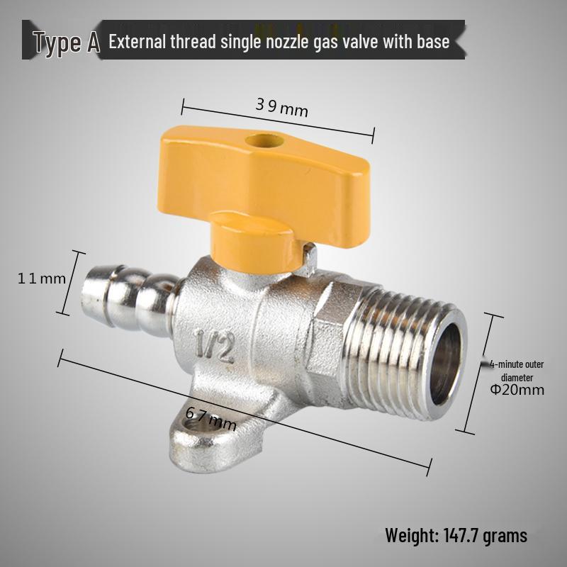 

All-Copper DN15 Ball Valve with Gas Valve, Internal/External Threads, Natural Gas Switch.