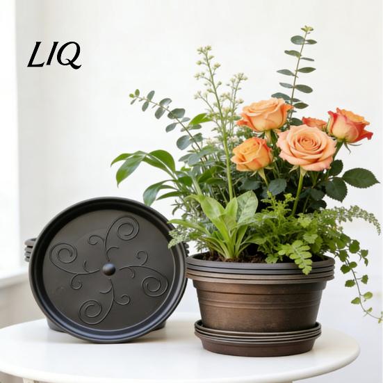 Non-slip Bulb Growing Pots Plant Pot with Saucer, 10 Inch 13 Wide Flowerpot Drainage Flower Saucer Holes, Indoor Outdoor Planter for Tulips