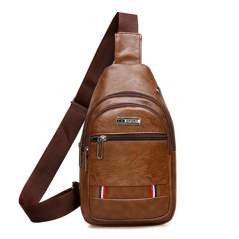 Usb Men Portable Rechargeable Leisure Diagonal Span Package Outdoor Sports Pu Chest Bag