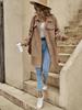 Manteau Long Ample en Peluche à Revers d'Hiver Européen et Américain pour Femmes 2024 avec Boutons