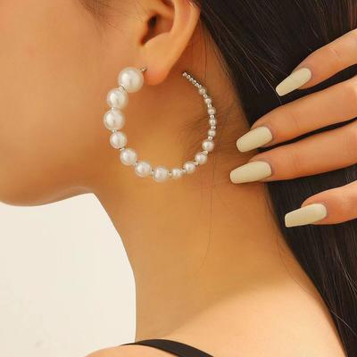Light Luxury Versatile Temperament Pearl C-Shaped Earrings Stud Earrings Women'S Fashion Niche Exaggerated Design High-End Earrings Earrings