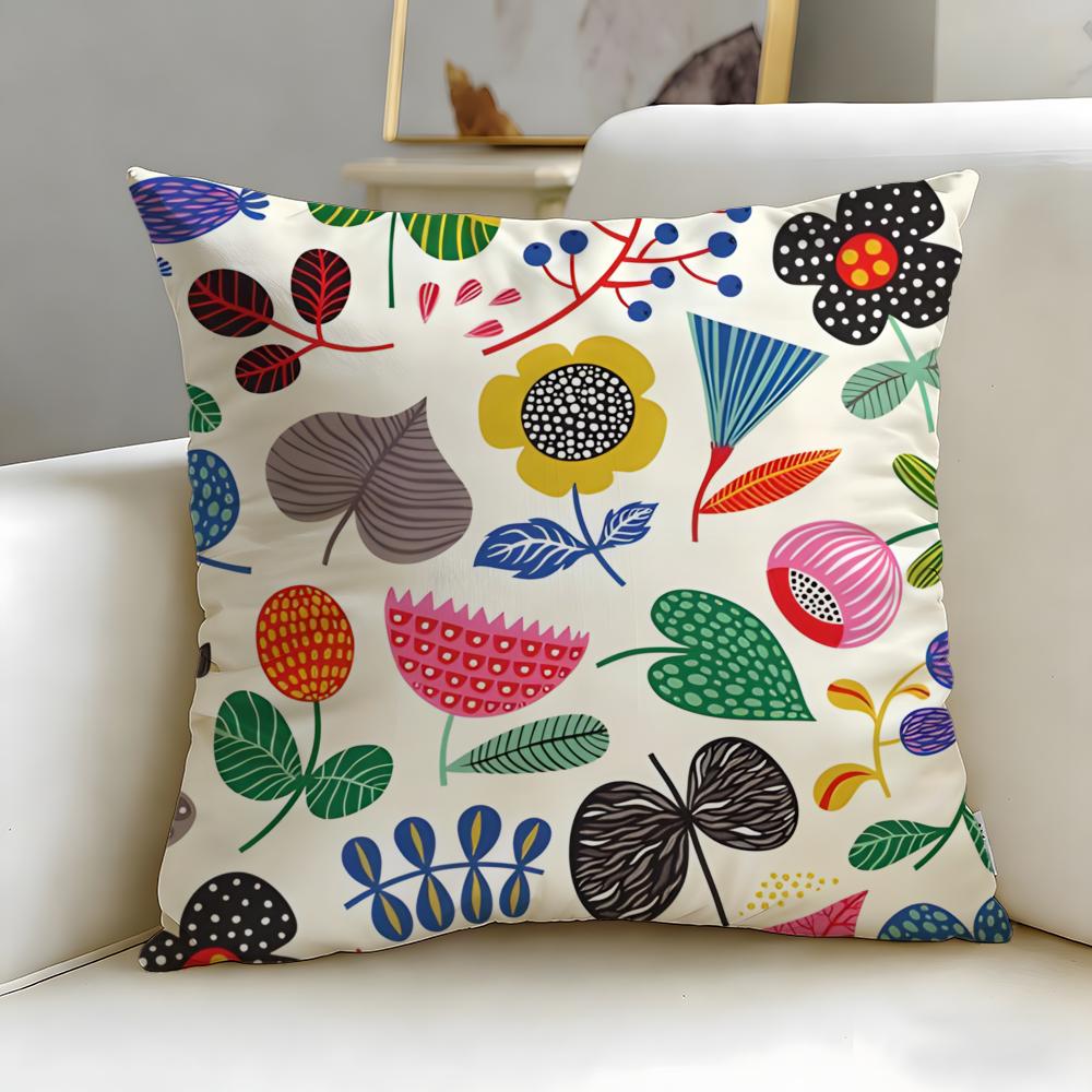 Scandinavian Floral Cushion Cover Soft  EasyWash Pillow Case  Versatile for Couch Bed Travel and Office