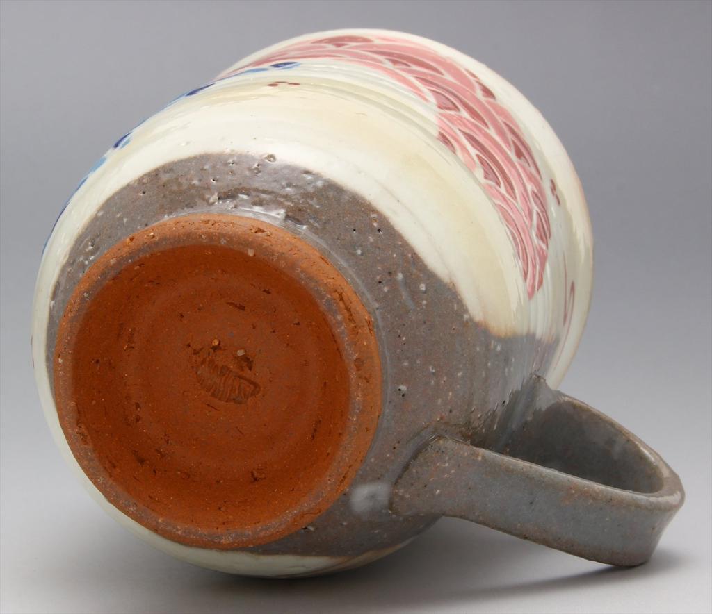 Kyo-yaki and Kiyomizu-yaki Mug by Keiji Funahara (presented In a Gift Box) with a Fan-shaped Blue Ocean Wave Pattern