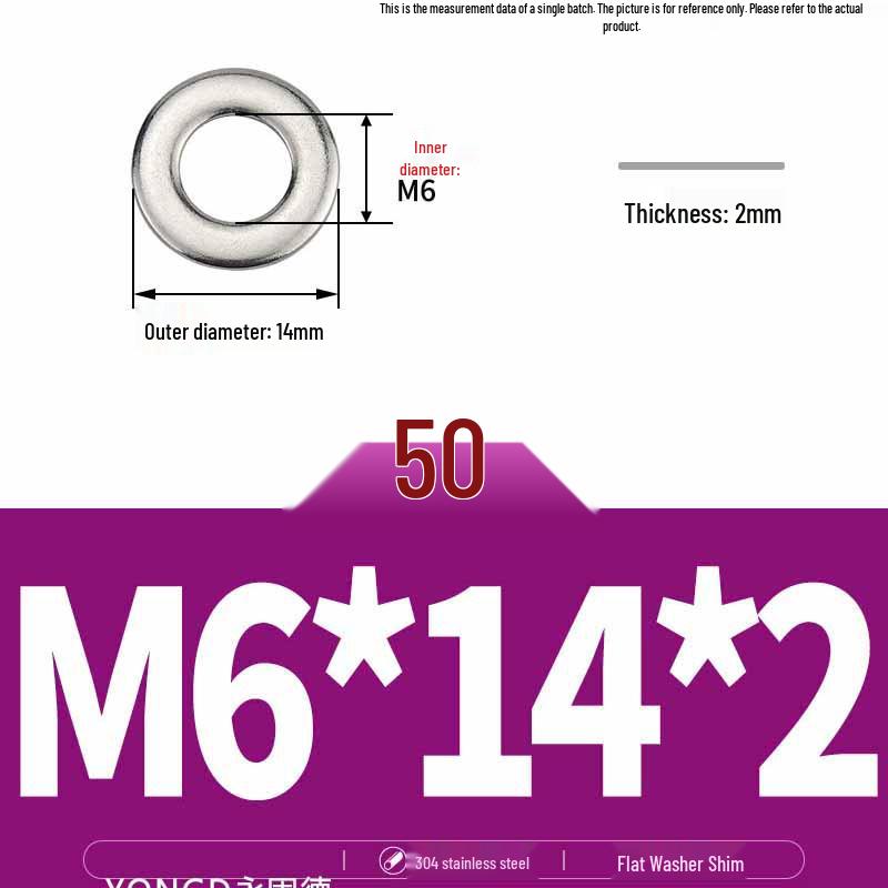 304 Stainless Steel Thickened Flat Washer / Ultra-thin Metal Gasket, Sizes M1.6-M10
