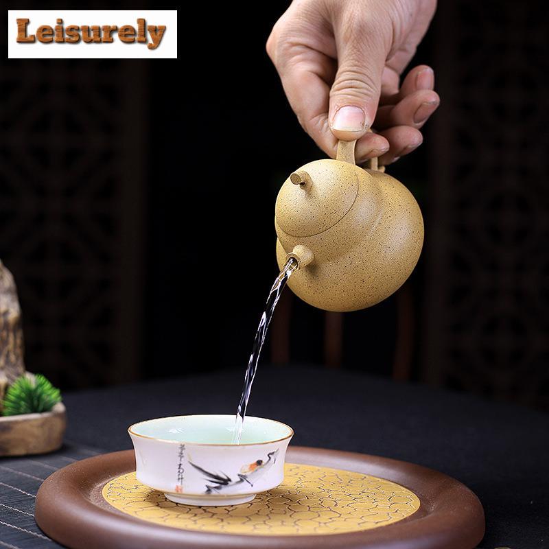 130 ml Ästhetische Yixing Lila Ton Teekannen Handgemachte Kürbis Kanne Roherz Sesam Abschnitt Schlamm Tee Wasserkocher Zisha Tee Set Tee