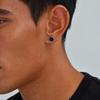 Small Round Natural Stone Stud Earring for Men,Hypoallergenic Stainless Steel Stud Earrings,Hip Hop Fashion Jewelry Gift