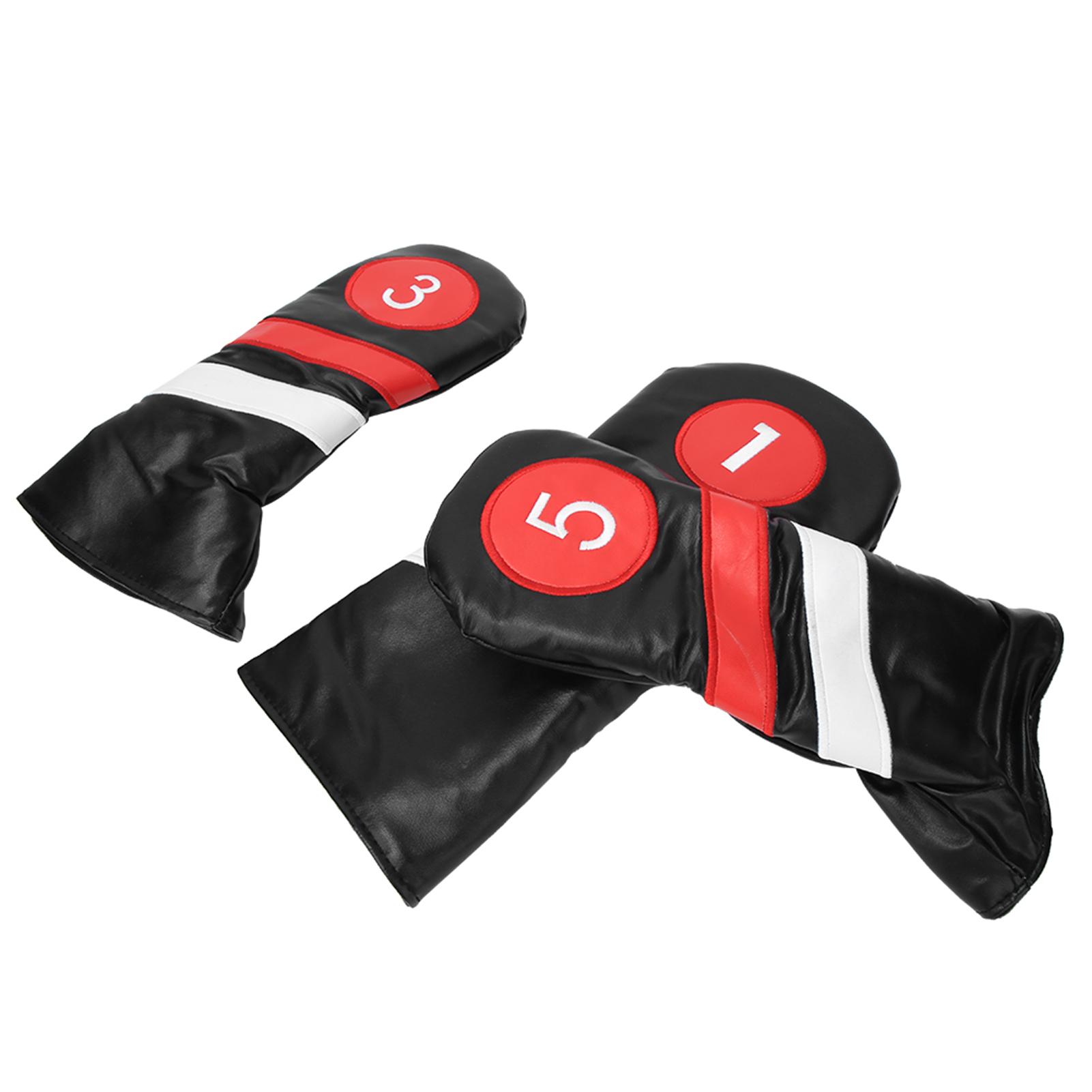 

3PCS PU Leather Waterproof Thicken Lining Golf Putter Head Cover Wooden Club Headcovers AccessoryBlack чёрный