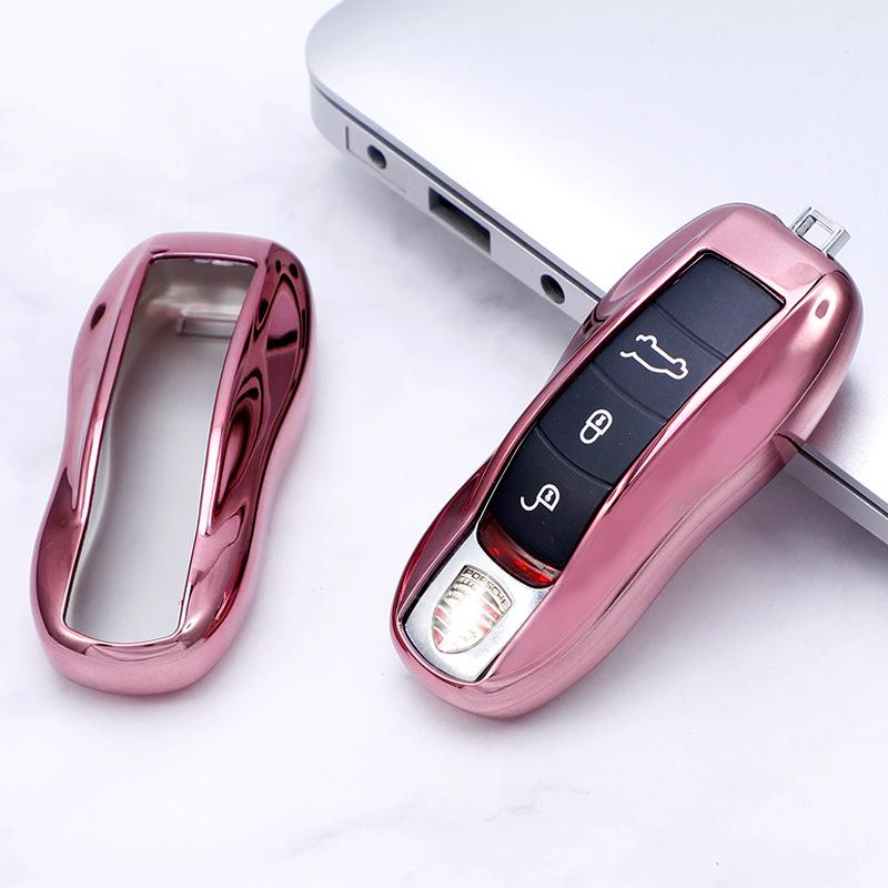 

Чехол-накладка половинного размера для ключа Porsche Macan, 718, Cayenne, Panamera, 911 - Женская версия PE Bag Packaging розовый
