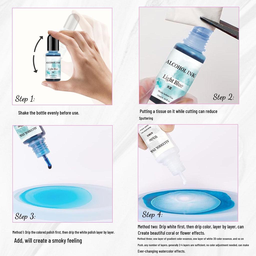 Automatic Diffusion 3D Bleeding Effect Crystal Epoxy Colorant - 30-Color DIY Alcohol Ink Set