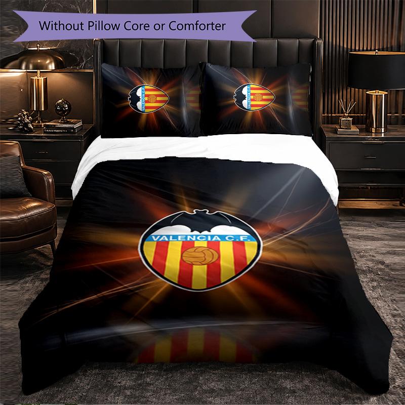 Valencia FC Themed Bedding 3Pcs Duvet Cover Set Decorative Bed Linen For Teen Room Home Decoration