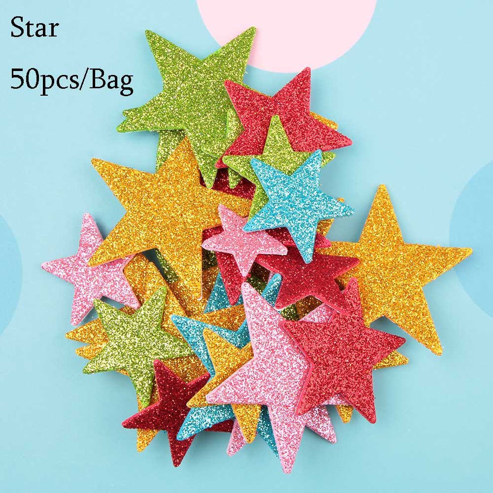 Crafts Heart Shapes Star Party Stickers Foam Glitter Wedding Decoration