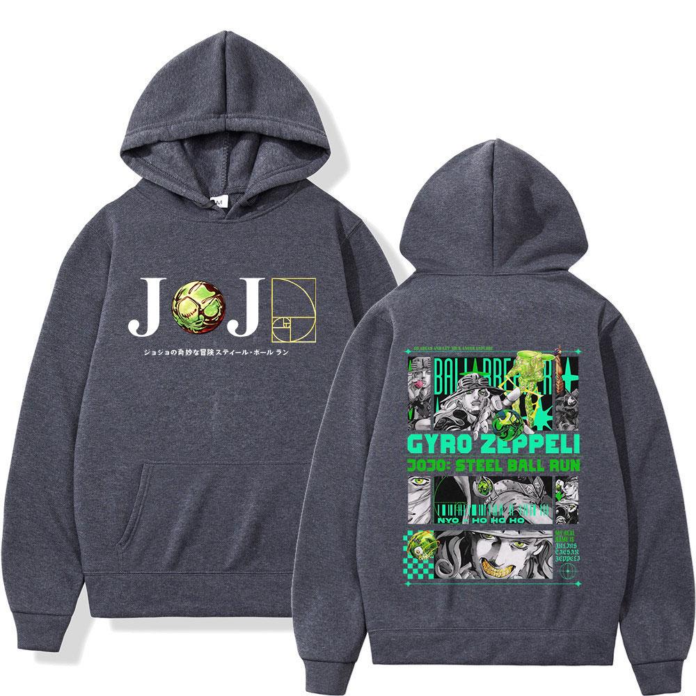 Anime JoJo Bizarre Adventure STEEL BALL RUN Gyro Zeppeli Hoodies Fashion Hooded Sweatshirts Long Sleeve Pullover