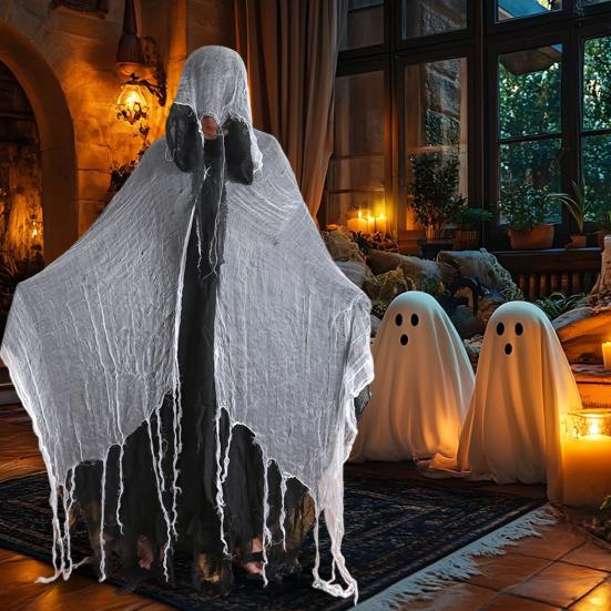 Halloween Hooded Cloak Medieval Renaissance Gothic Wizard Cape with Hood Scary Grim Reaper Cosplay Costume for Men Women