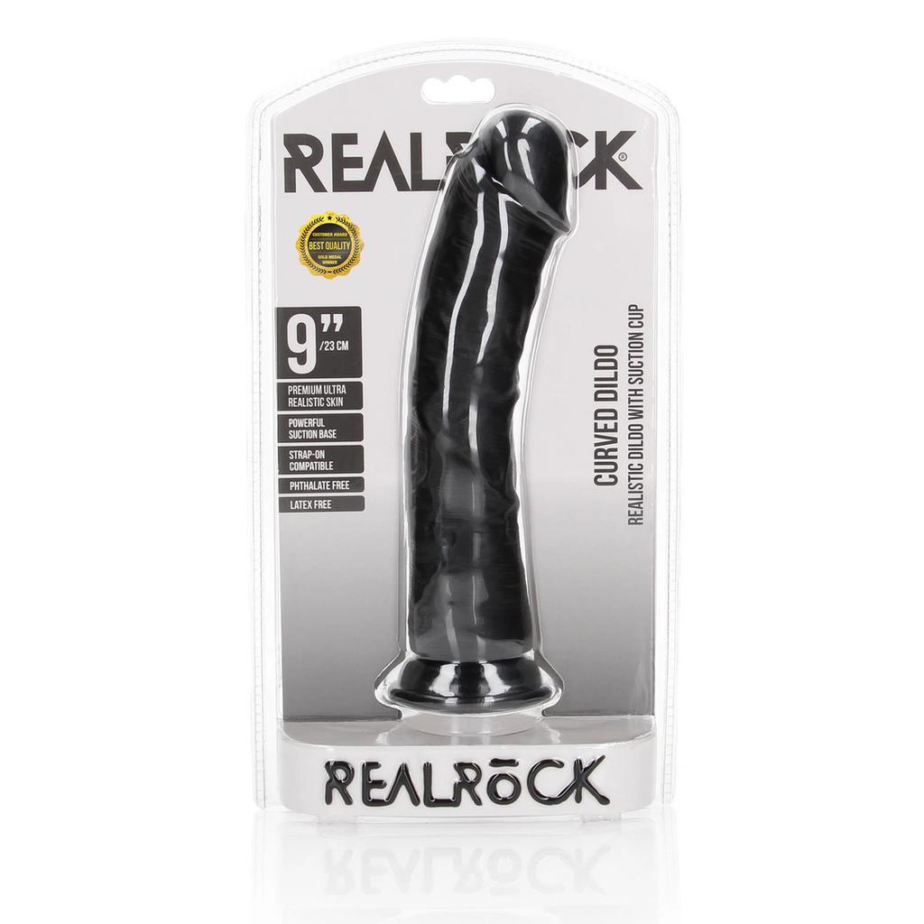 RealRock - Curved realistic dildo with balls and suction cup 23 cm