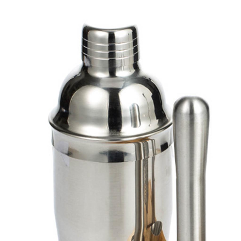 10PCS Home Bartending Kit Stainless Steel with Bamboo Tray Cocktail Mixing Tool Set for DIY Novice