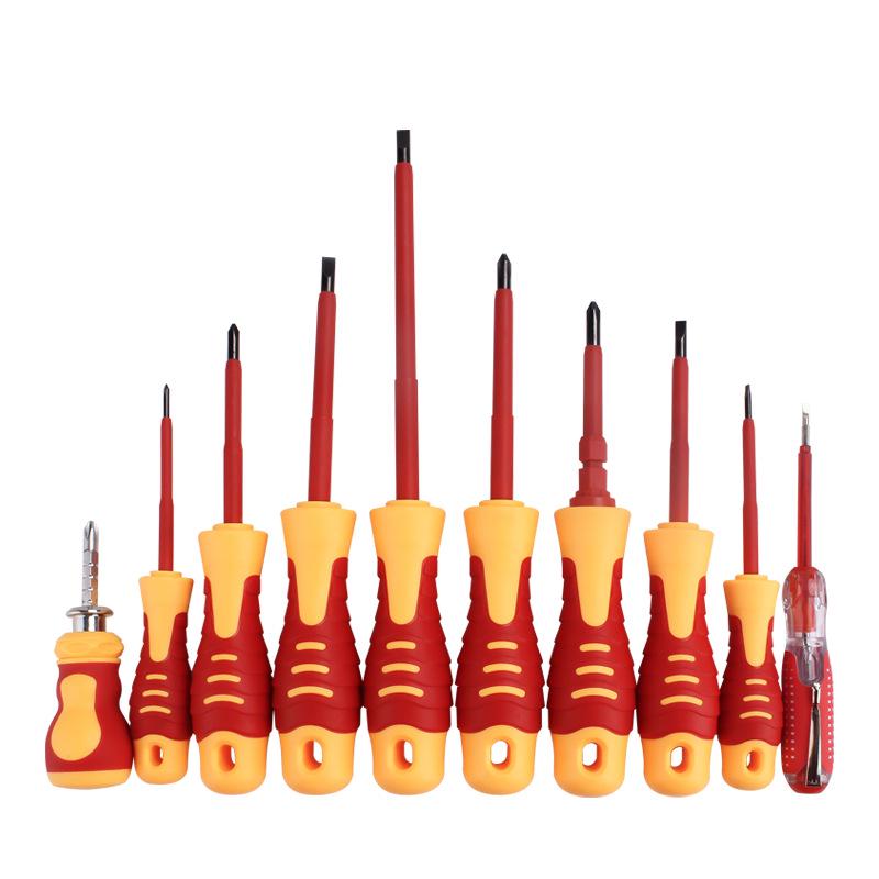 10-in-1 Insulated Electrician Screwdriver Set, Double-ended Chrome-vanadium Steel, Household Repair Tools