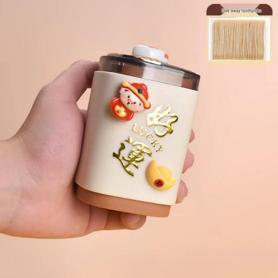 Wealth & Good Luck Automatic Toothpick Dispenser - Creative Pop-Up Toothpick Holder