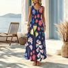 Floral Sleeveless Tank Dress,Flowy Long Maxi Dress for Spring/Fall Layering,Comfy,Ideal for Beach Vacation,Daily Casual,Elegant Summer-Fall Outfit