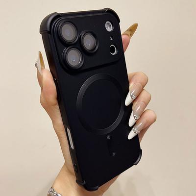 Luxury Magnetic Shockproof Silicone Phone Case For iPhone 17 16 15 14 13 12 Pro Max Plus For Magsafe Wireless Charge Soft Cover