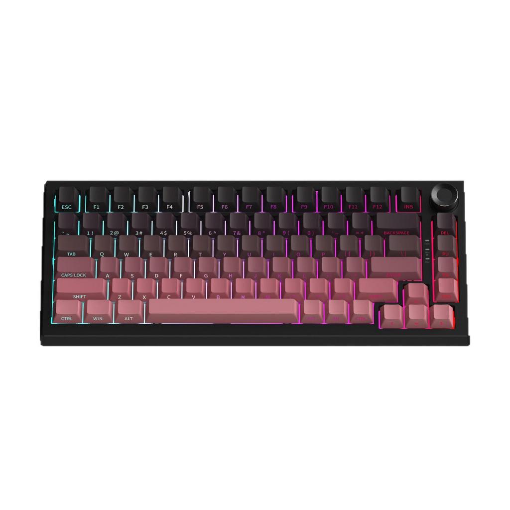 In Stock Three-Mode Wireless Mechanical Keyboard with Wired/Bluetooth Options, Color Blocking, Knob, Hot-swappable Keys, and Side Engravings