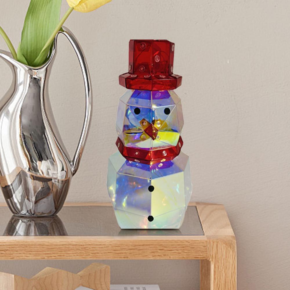 Light Up Christmas Snowman Snowman Figure Night Light Prism Effect Novelty Lighting Statue Indoor Desk Lamp For Study Room