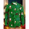 Christmas Festival Theme Men's 3D Printed Formal Shirts Christmas Tree Santa Claus Graphic Long Sleeve Shirt Fashion Men's Shirt