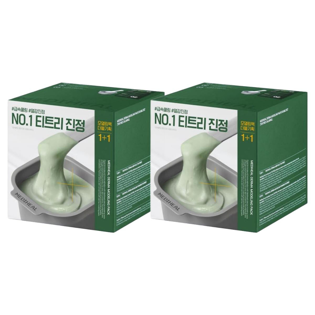 MEDIHEAL Derma Modeling Pack Teatree Calming [Double Value 2-Pack Set] Refreshing Sebum Control Peel-Off Rubber Facial Masks