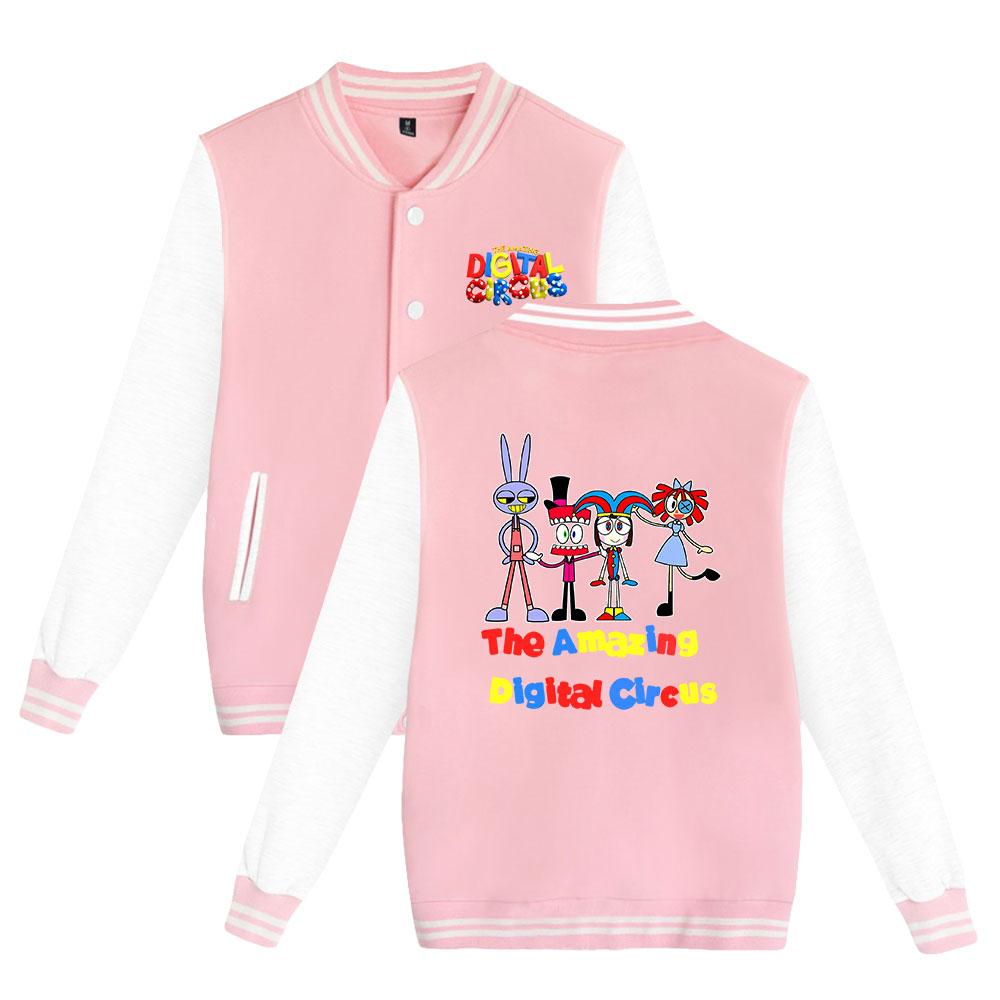 

Fashion The Amazing Digital Circus Jacket Women Men Oversized Harajuku Baseball Coat Jacket Female Streetwear Spring Autumn Bomber Outwear XXS рожевий